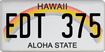 HI license plate EDT375
