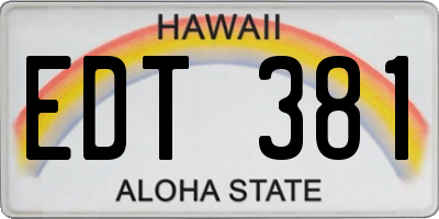 HI license plate EDT381