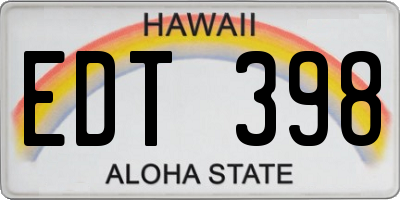 HI license plate EDT398