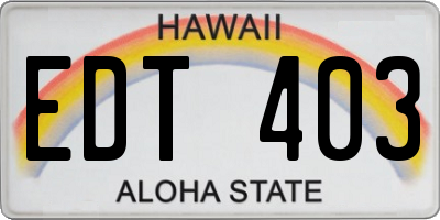 HI license plate EDT403