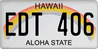 HI license plate EDT406