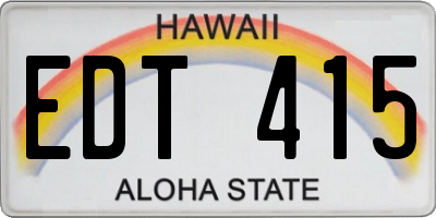 HI license plate EDT415