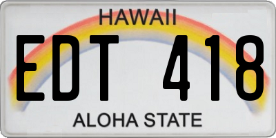 HI license plate EDT418