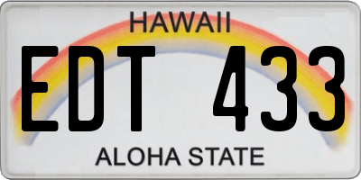 HI license plate EDT433