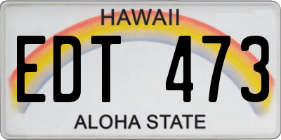 HI license plate EDT473