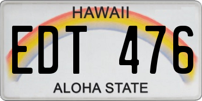 HI license plate EDT476