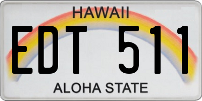 HI license plate EDT511