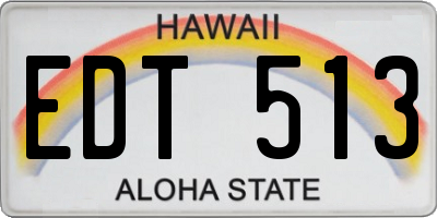 HI license plate EDT513