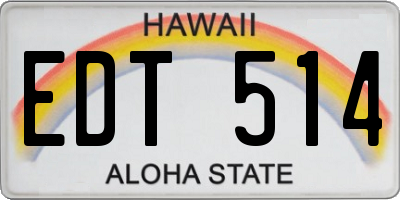 HI license plate EDT514