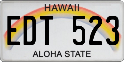 HI license plate EDT523