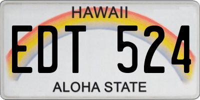 HI license plate EDT524
