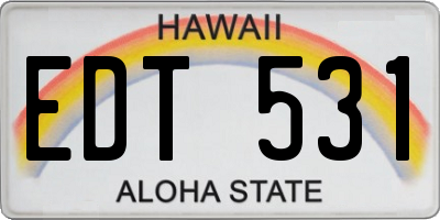 HI license plate EDT531