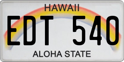 HI license plate EDT540