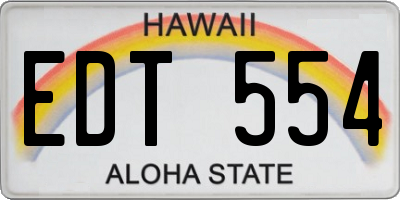 HI license plate EDT554