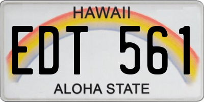 HI license plate EDT561