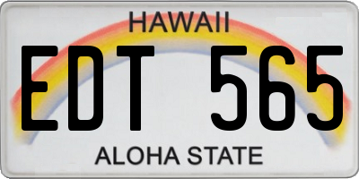 HI license plate EDT565