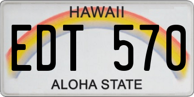 HI license plate EDT570