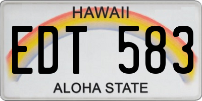 HI license plate EDT583