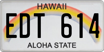 HI license plate EDT614