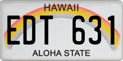 HI license plate EDT631