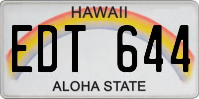 HI license plate EDT644