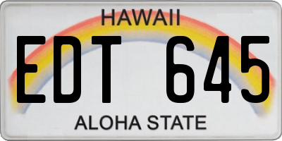 HI license plate EDT645