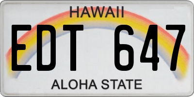 HI license plate EDT647