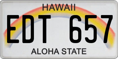 HI license plate EDT657