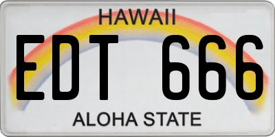 HI license plate EDT666