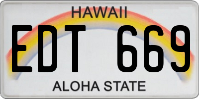 HI license plate EDT669