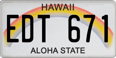 HI license plate EDT671