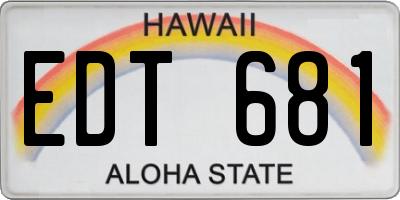 HI license plate EDT681