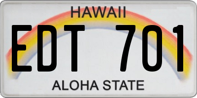 HI license plate EDT701