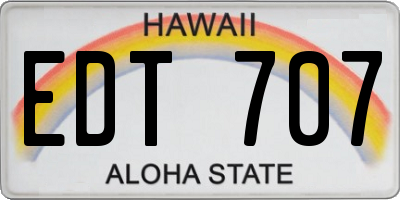 HI license plate EDT707