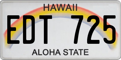 HI license plate EDT725