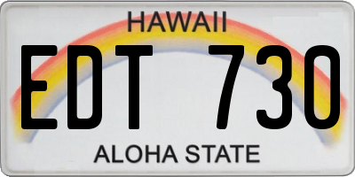HI license plate EDT730