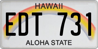 HI license plate EDT731