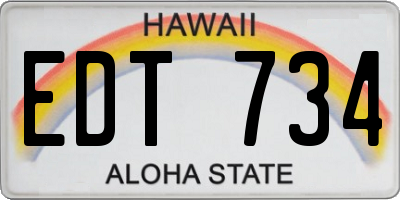 HI license plate EDT734