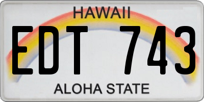 HI license plate EDT743