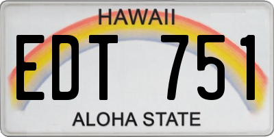 HI license plate EDT751