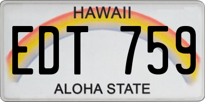 HI license plate EDT759