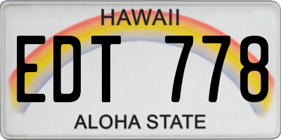 HI license plate EDT778
