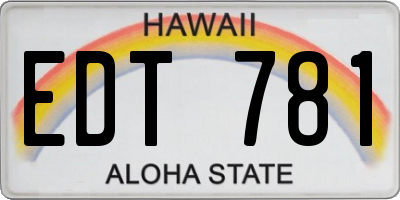 HI license plate EDT781