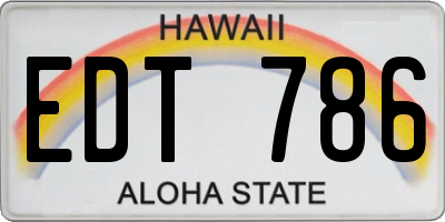 HI license plate EDT786