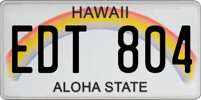 HI license plate EDT804
