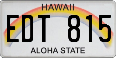 HI license plate EDT815