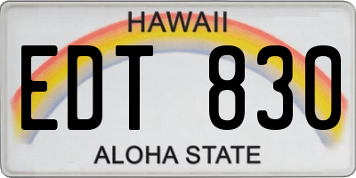 HI license plate EDT830