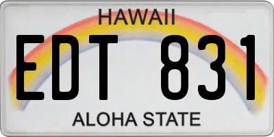HI license plate EDT831