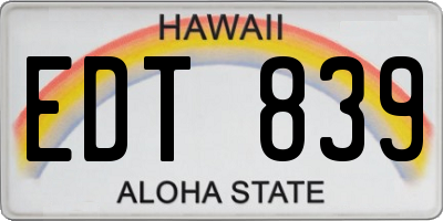 HI license plate EDT839