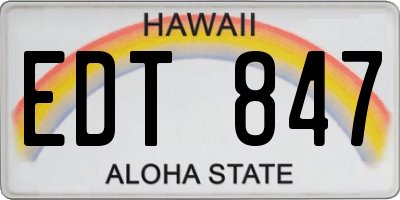 HI license plate EDT847